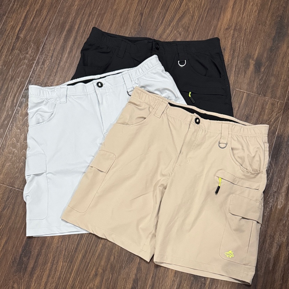 Men's Casual Cargo Shorts - Black, Grey , Tan size 36